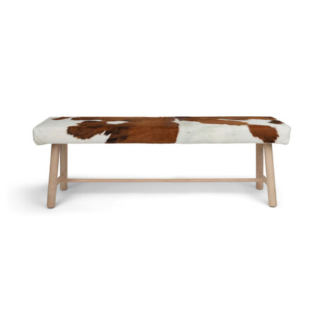 Cowhide Bench | 140x35x45 cm Brown/White