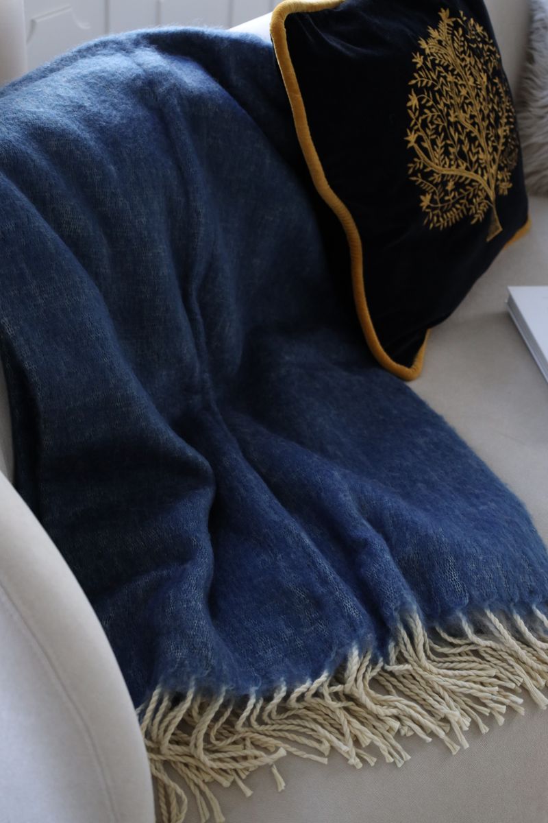Throw of Mohair Double Face | 130x170 cm Blue Grey