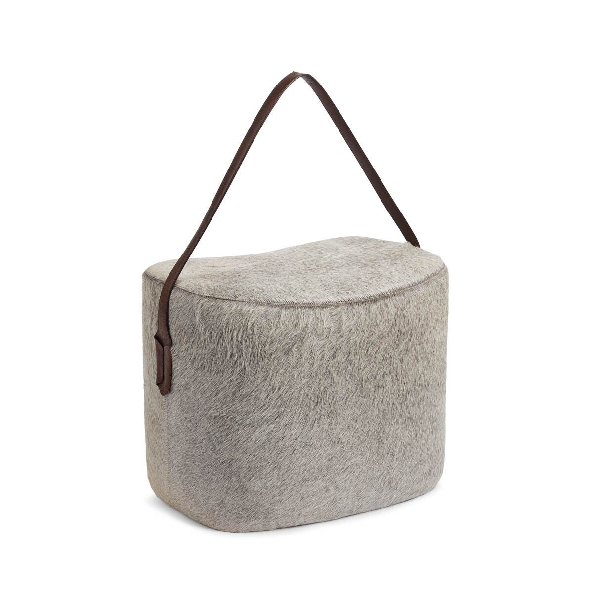 Calf Leather Pouf Oval 45x35x38 cm