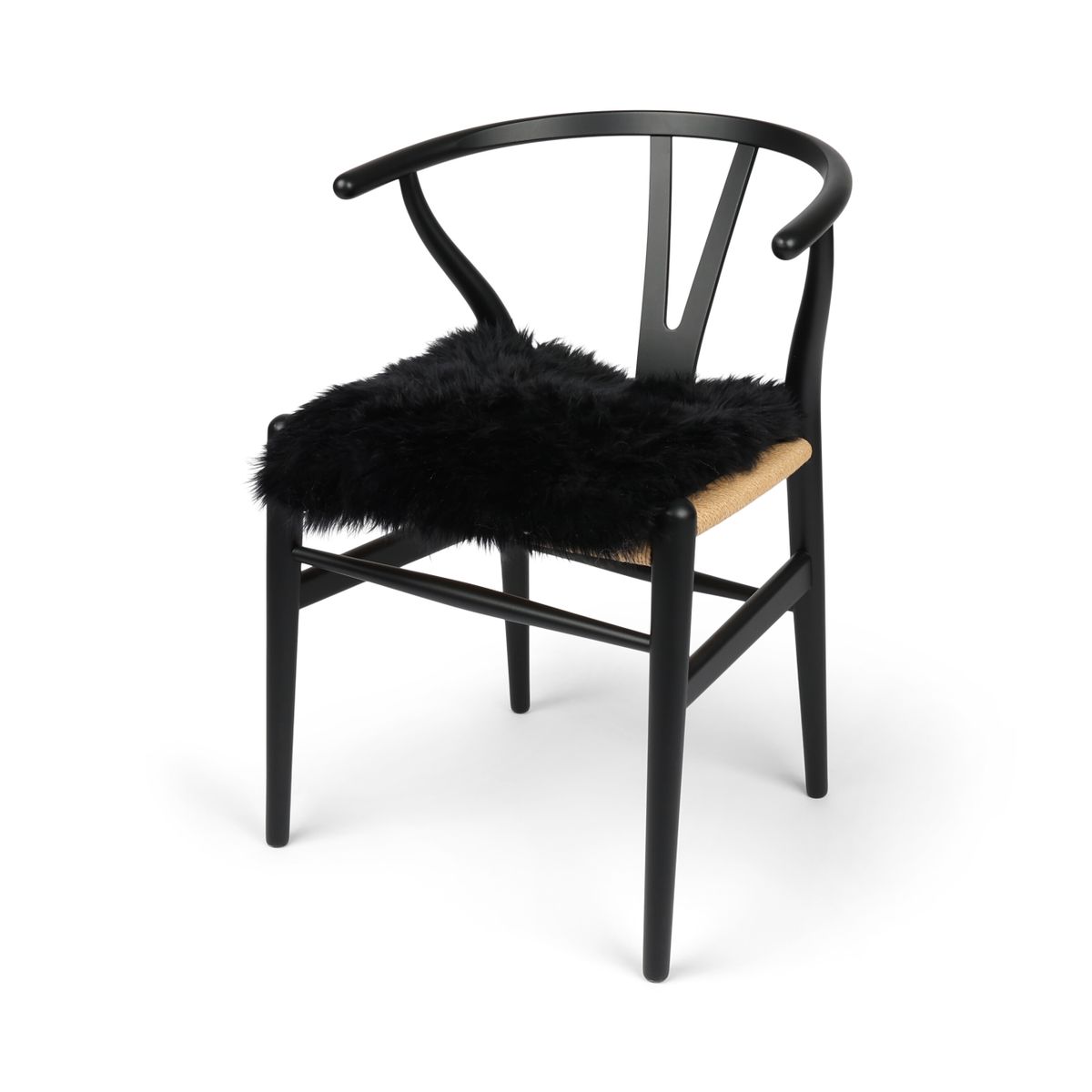 Seat Cover | With Backing | Long Wool | New Zealand | 40x40 cm Black