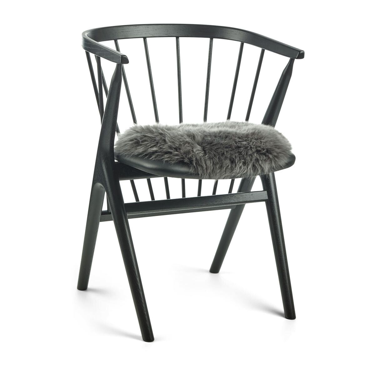 Long Wool Sheepskin Seat Cover | Ø38 cm Steel