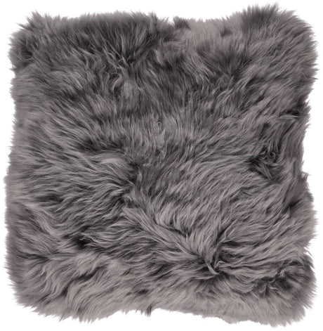 Long-Wool Sheepskin Cushion | 35x35 cm Steel/Grey