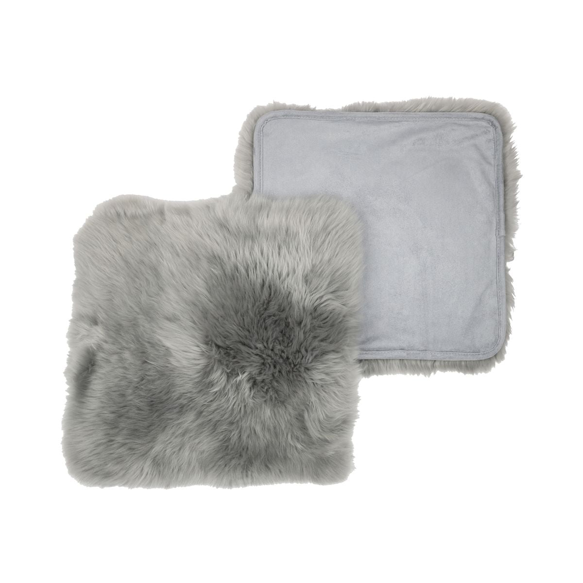 Seat Cover | With Backing | Long Wool | New Zealand | 40x40 cm Light Grey