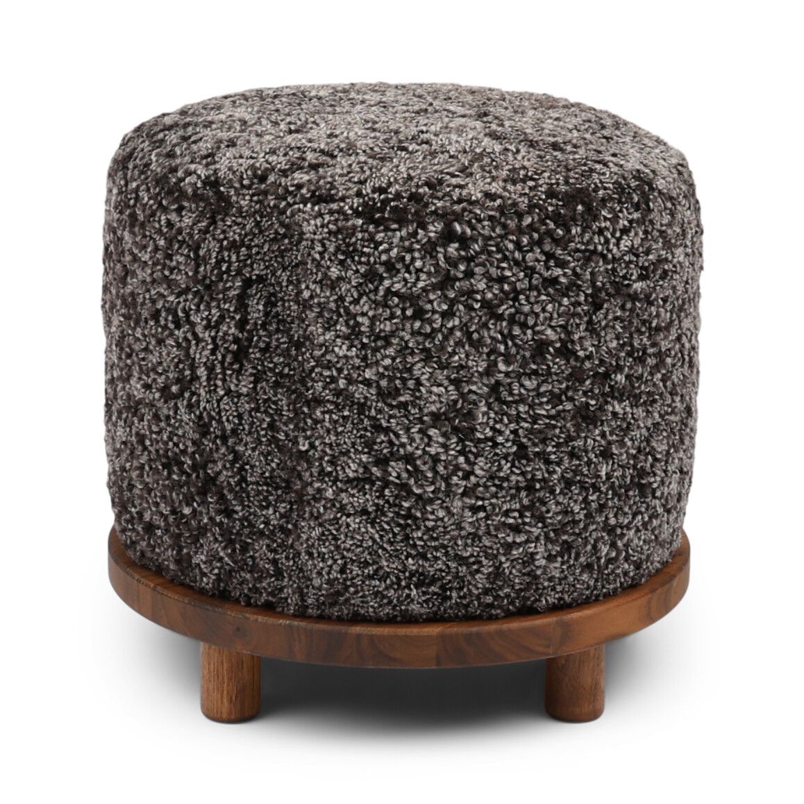 Simon Stool | Short Wool | D46xH42 cm Cappuccino