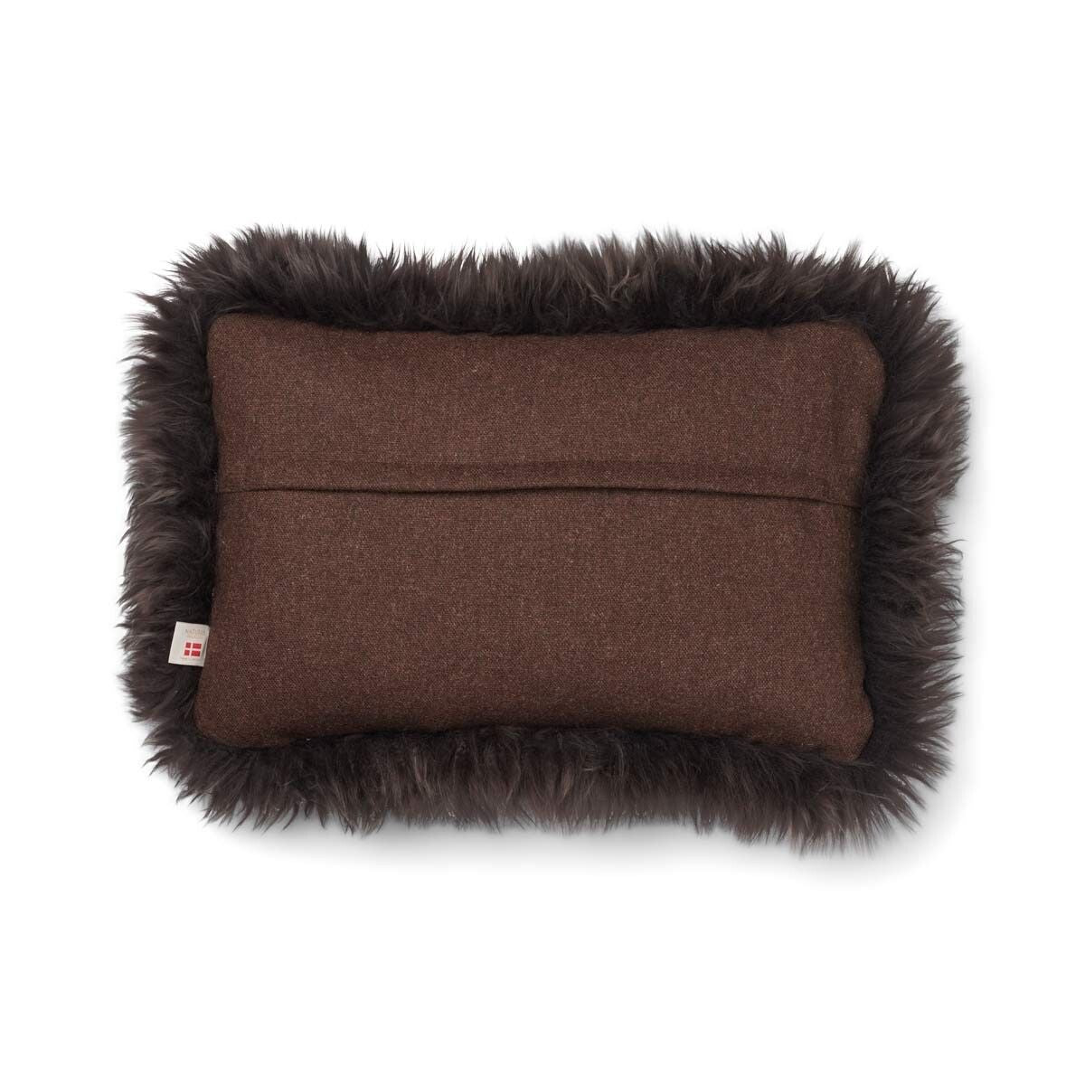 Wool Cushion | Long Wool trim  | 52x52 cm |34x52 cm Brown/Walnut