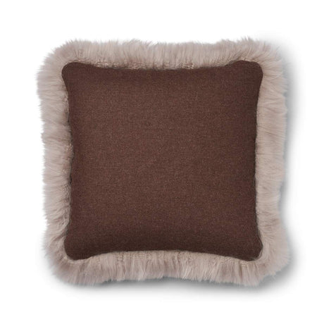 Wool Cushion | LW trim  | 52x52 cm Brown/Dove