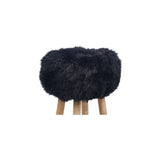 Long Wool Stool Cover | Ø35xH17 cm Black