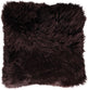 Long-Wool Sheepskin Cushion | 35x35 cm Chocolate