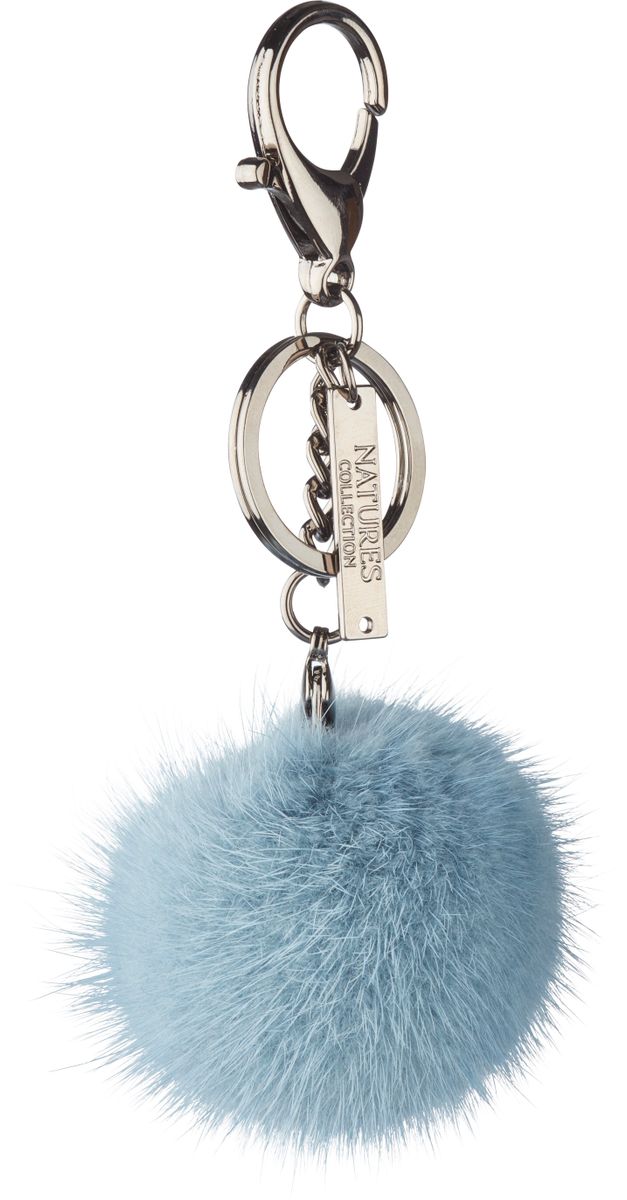 Pom Pom Keyring Black Metal Light Skyblue