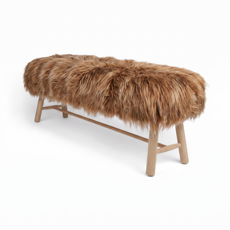 Theo Bench | Icelandic Sheepskin | 140x35x45 cm Rusty Brown