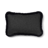 Short-Wool Sheepskin Cushion | SW trim | 52x52 cm | 34x52 cm Charcoal/Black