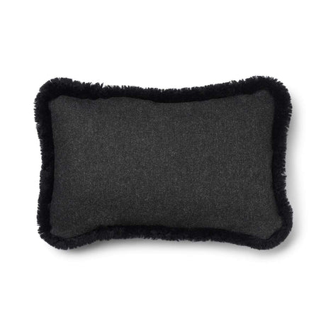 Short-Wool Sheepskin Cushion | SW trim | 52x52 cm | 34x52 cm Charcoal/Black
