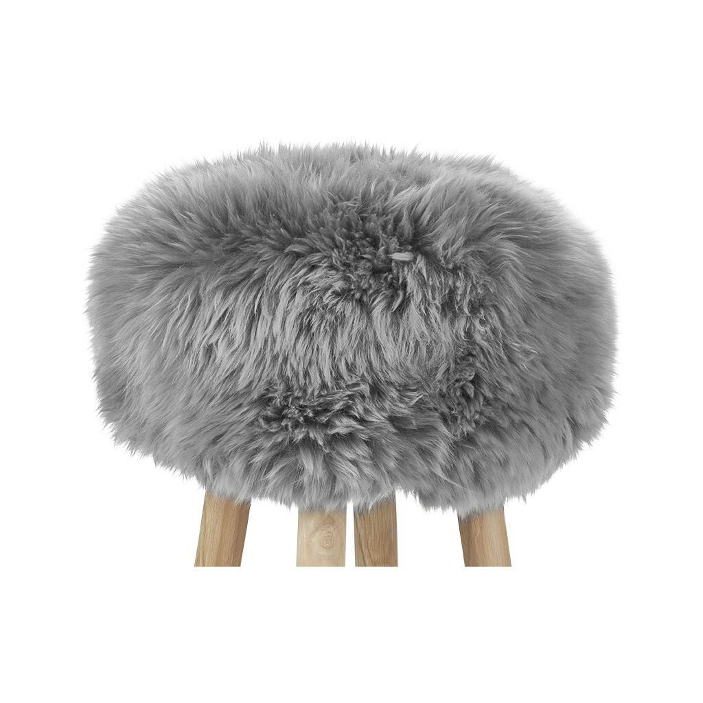 New Zealand Sheepskin Stool Cover | Ø35xH17 cm Light Grey