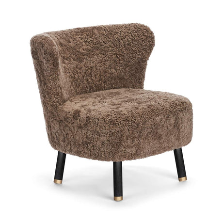 Emil Lounge Chair | Brass | Short Wool Taupe