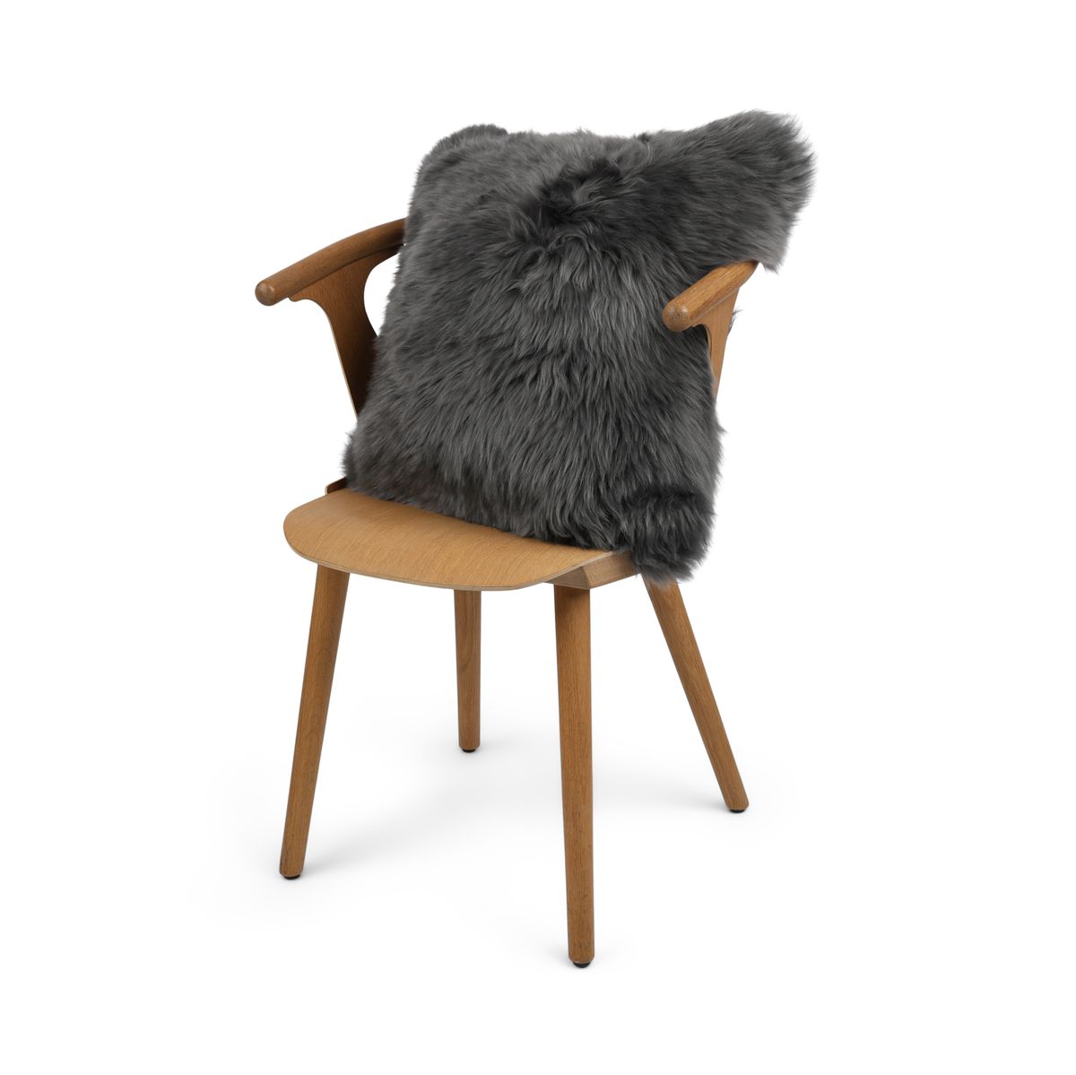 Sheepskin Cushion | Long Wool | New Zealand | 50x50 cm Steel