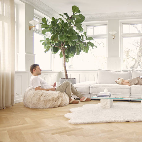 Round Sheepskin Bean Bag | Long Wool | Medium | Large Black