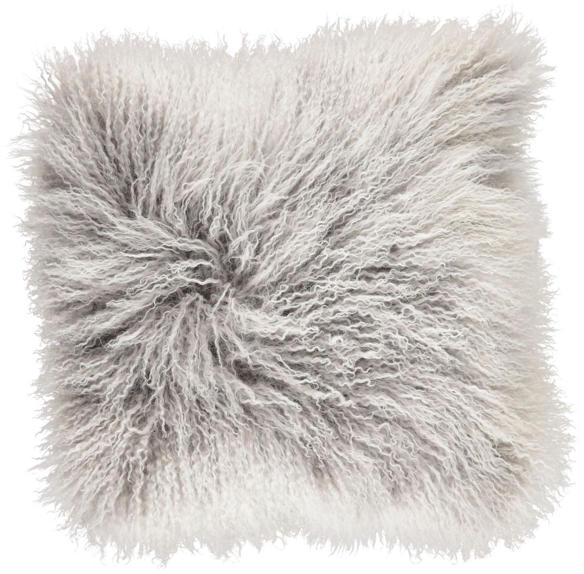 Snow Collection Curly Cushion | Mongolian Sheepskin  Ash/Snow