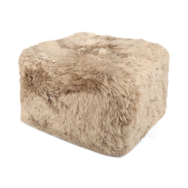Long Wool Sheepskin Pouf