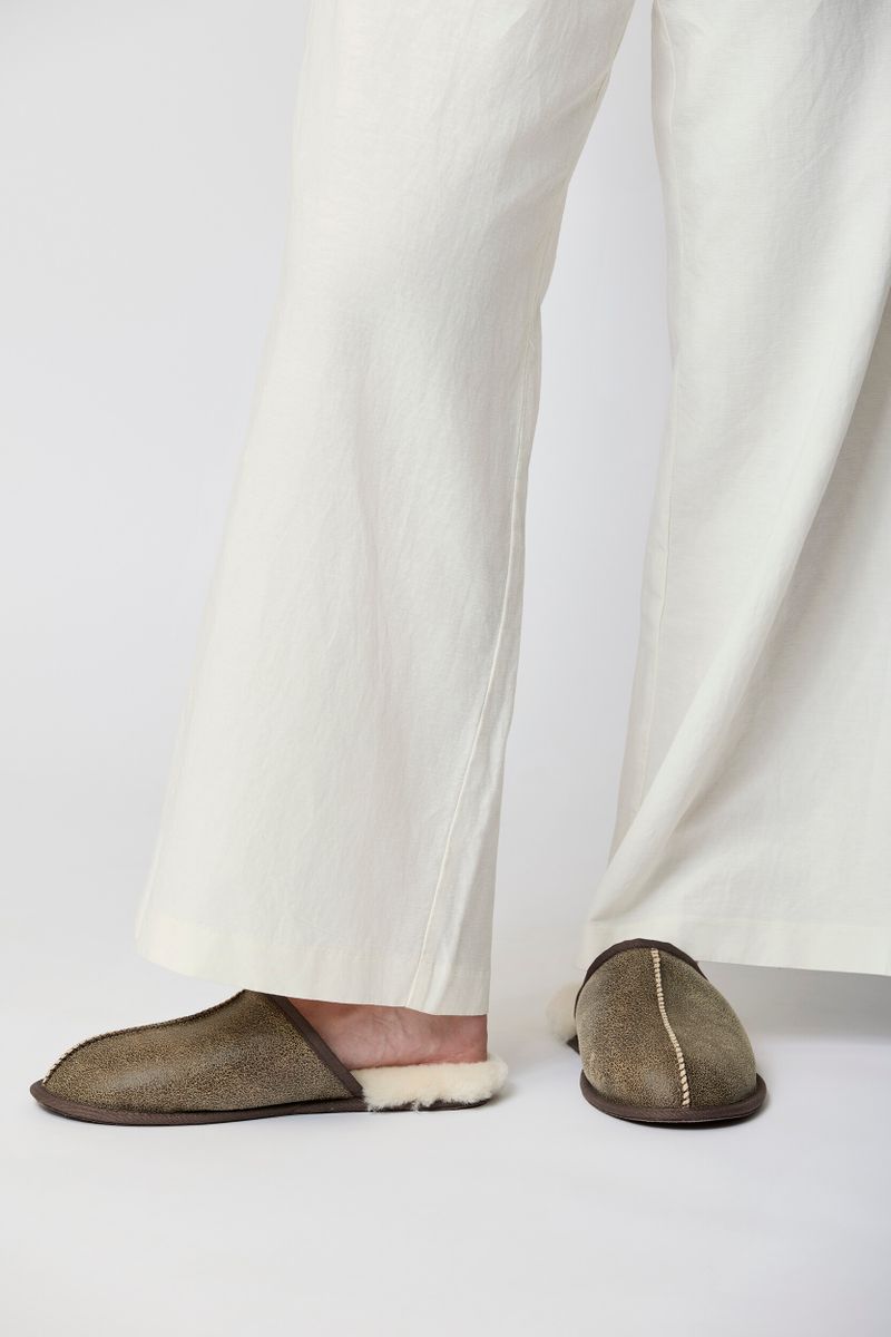 Mens Slipper Rustic Brown Nappa
