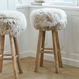 Theo Bar Stool + Cover | Oak Legs | New Zealand Sheepskin Walnut