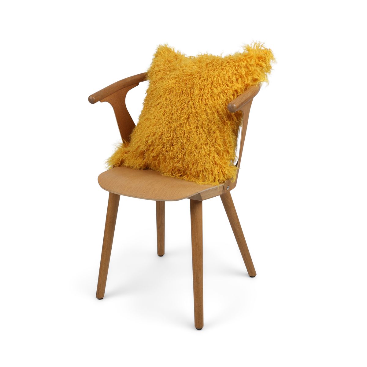 Sheepskin Cushion | Mongolian | 50x50 cm Mustard Yellow