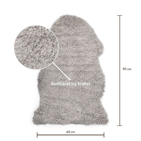 Short Wool Merino Sheepskin Rug | Light Grey | 90x60 cm (Bestseller)